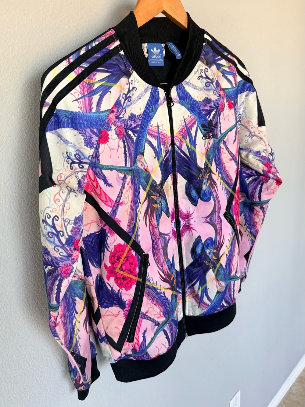 RARE Adidas Originals x The FARM Company Pink Floral Bird Track Jacket M - Picture 4 of 15